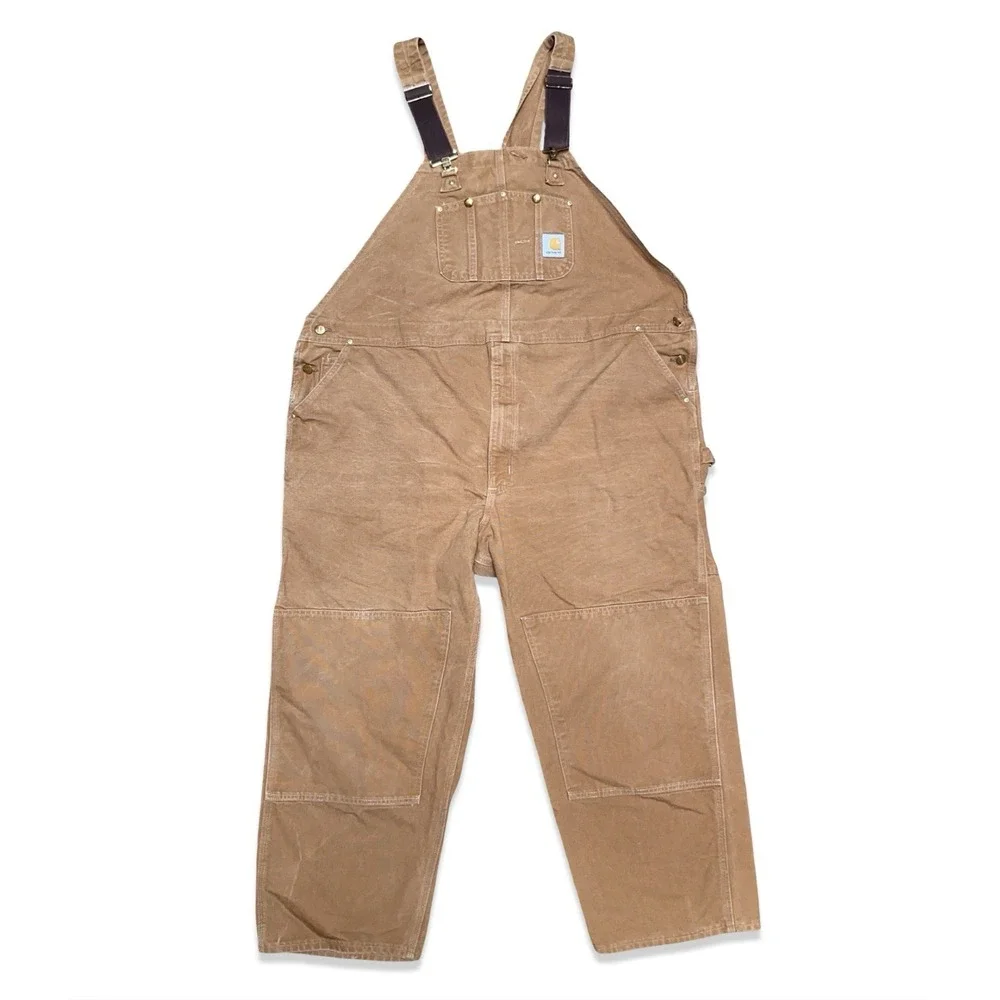 Carhartt Authentic Overalls Men's Size 50x30 Duck Canvas Brown Tan Workwear